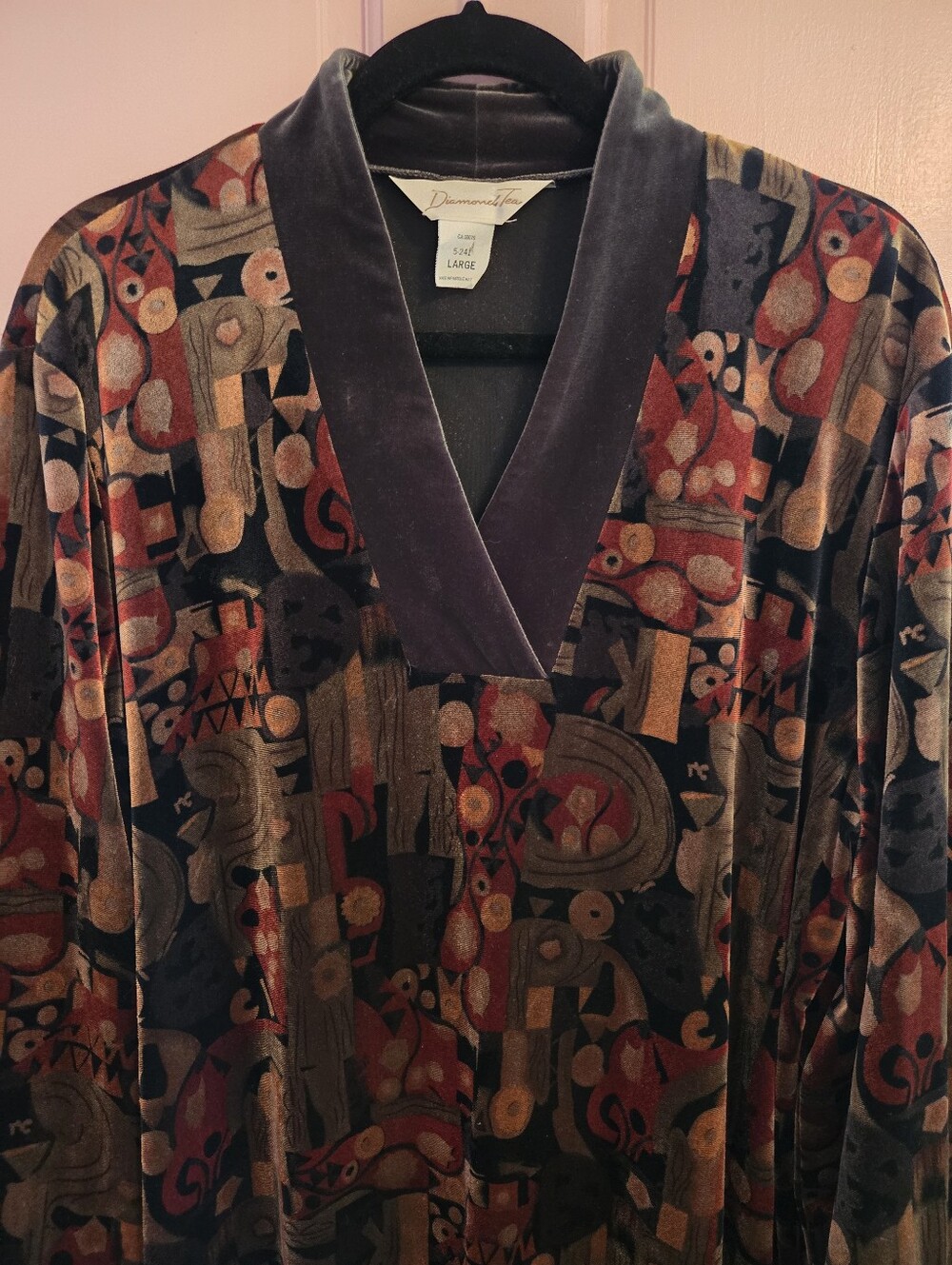 Vintage 1990s full-length velour dressing gown/lounge dress